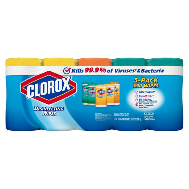 FREE SHIPPING NEW 5 pk 78 Ct each Clorox Disinfecting Wipes Pack Fresh Value